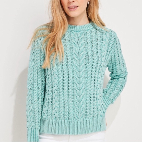 Vineyard Vines Sweaters - Vineyard Vines Cable Knit Sweater Womens Size Large Green Heavy Thick Winter